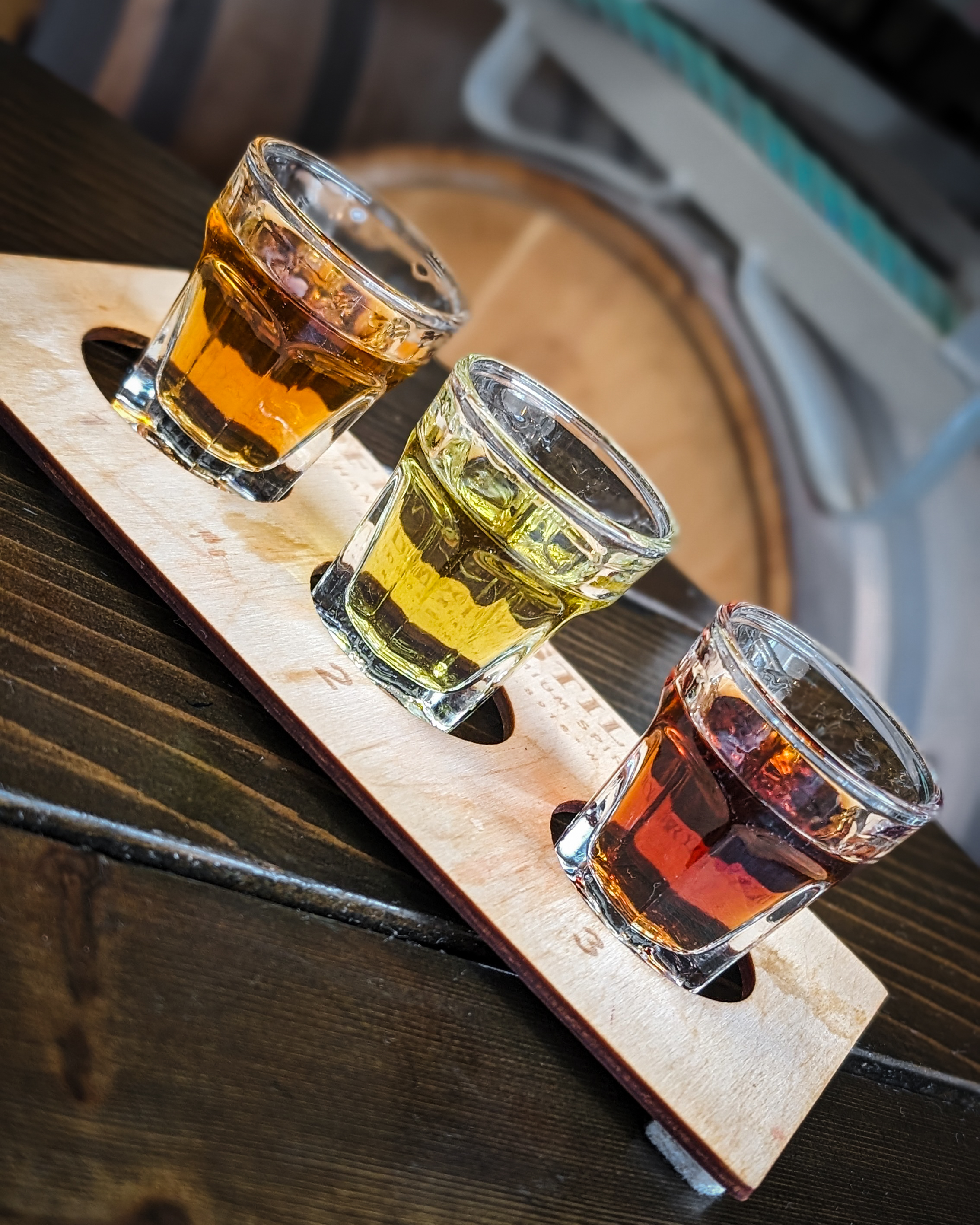 Tasting flight at Tofino Distillery