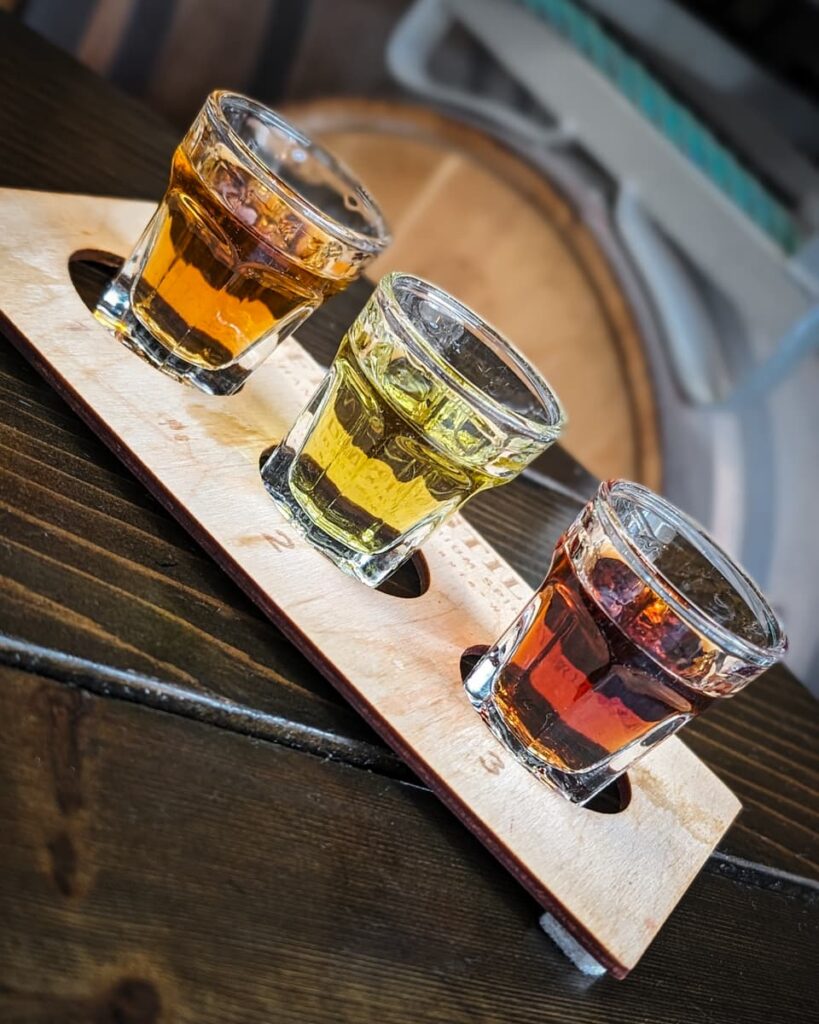 Flight at Tofino Distillery in Tofino, British Columbia