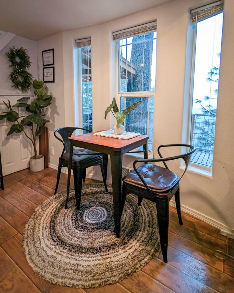 Cozy table for two with a window view.