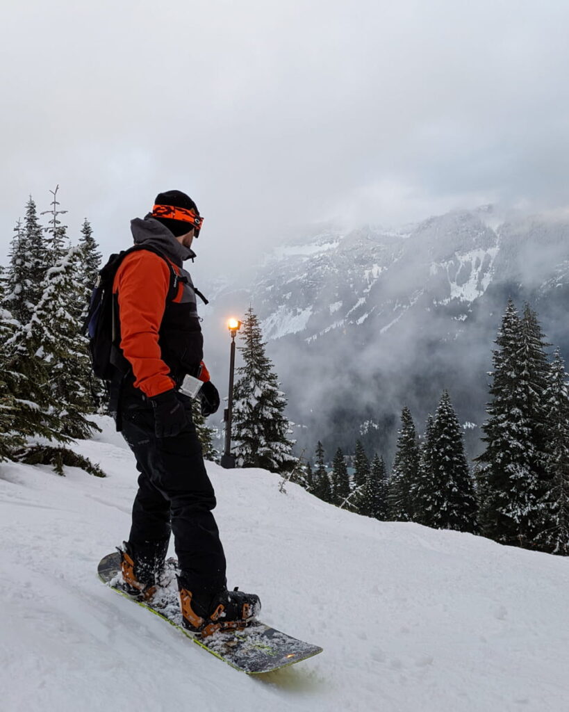 Man Snowboarding at Stevens Pass