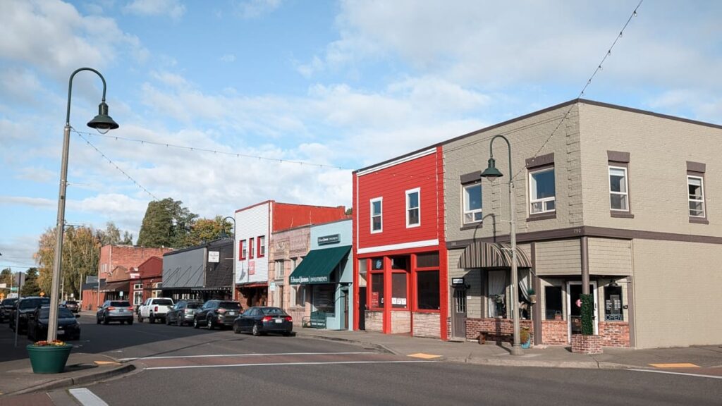 a vibrant street scene of the town of buckley washington